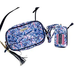 Simply Southern Crossbody Purse Leaf Palm Blue Wallet Card Holder